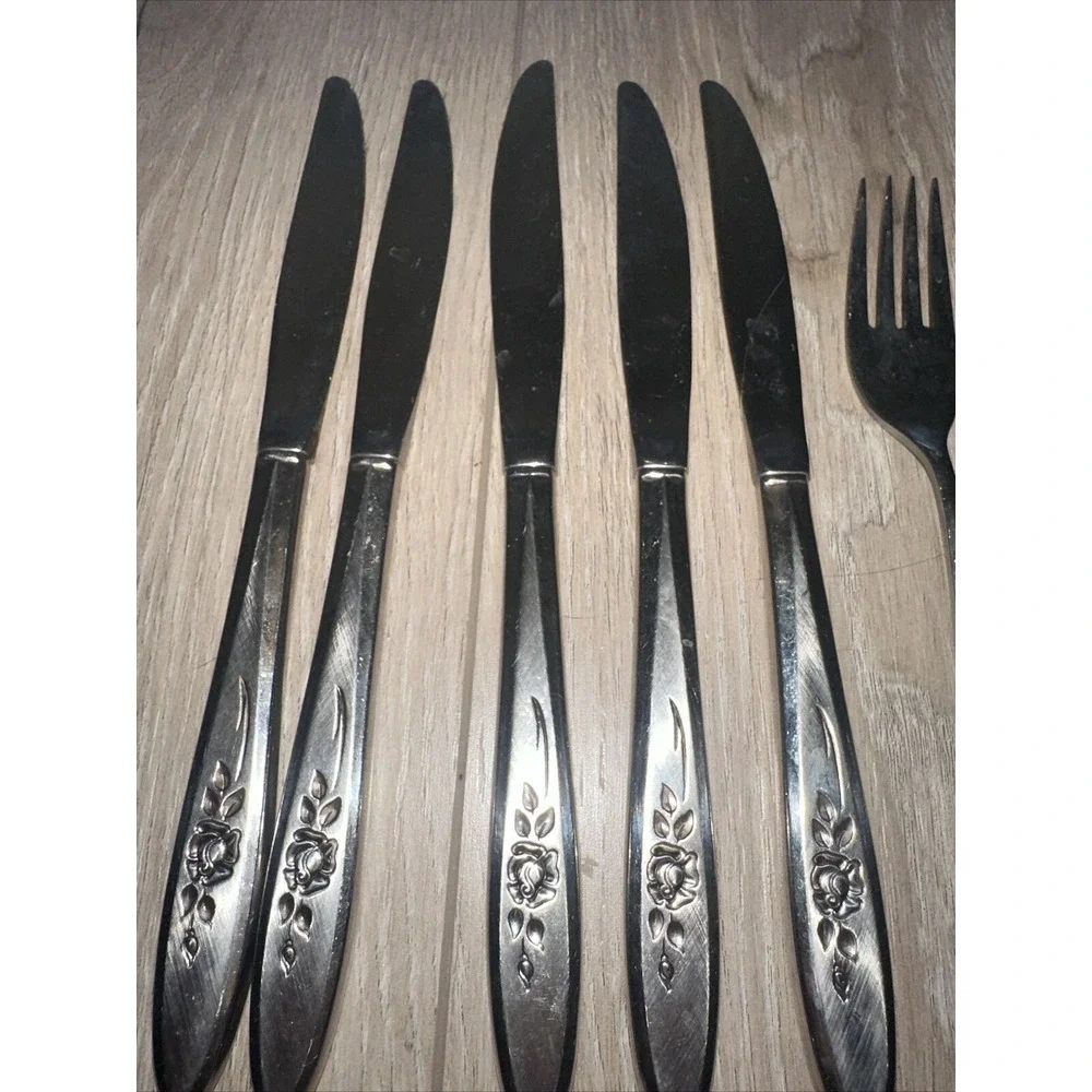 20 PIECES  ONEIDA COMMUNITY‎ ROSE SHADOW STAINLESS FLATWARE Fork Spoon Knife